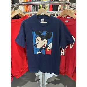 Vintage 1990s Disney Mickey Mouse Portrait Navy Blue T-shirt Medium